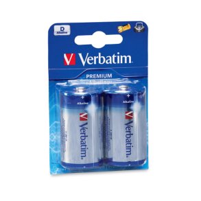 Batterier D, 2stk<br> Verbatim
