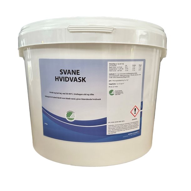 Vaskepulver til hvidt<br>Svanemrket<br>10 kg.