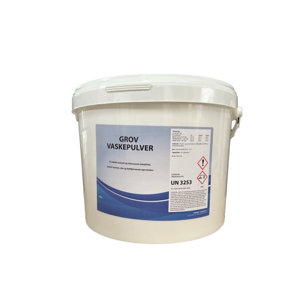 Vaskepulver til arbejdstj<br>Oplser olie og fedt<br>10 kg.