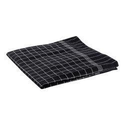 Viskestykker - 50 x 70 cm<br>Pakke med 3 stk<br>Sorte med hvid mnster