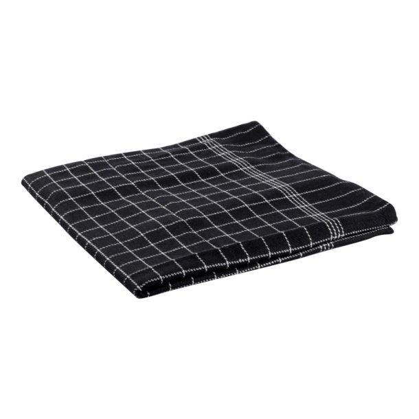 Viskestykker - 50 x 70 cm<br>Pakke med 3 stk<br>Sorte med hvid mnster