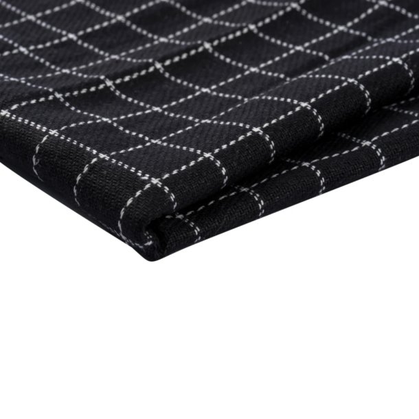 Viskestykker - 50 x 70 cm<br>Pakke med 3 stk<br>Sorte med hvid mnster